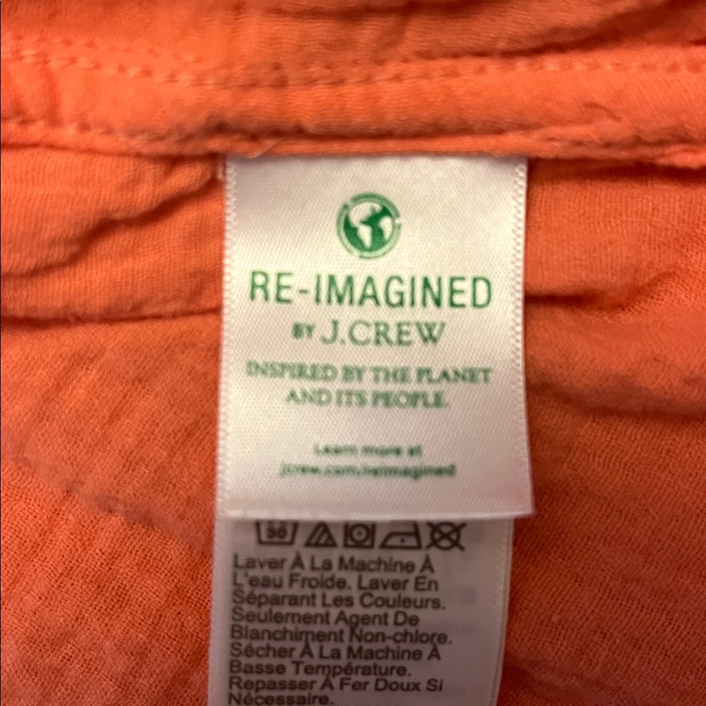 J. Crew Factory 100% Cotton Gauze Shirt Orange Button Down Size XL - Picture 12 of 13
